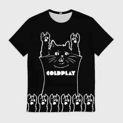Мужская футболка 3D Coldplay: cat rock
