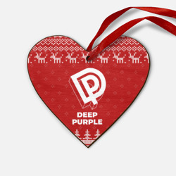 Деревянная игрушка Сердце Новогодний Deep Purple с оленями