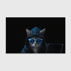 Бумага для упаковки 3D Кот хакер в очках и капюшоне