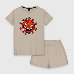 Женская пижама с шортиками хлопок Забавный вирус