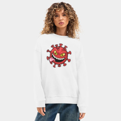 Женский свитшот oversize без начеса хлопок Забавный вирус - фото 2