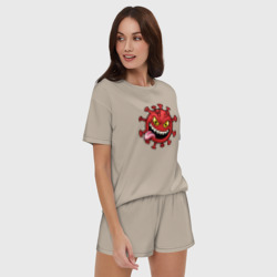 Женская пижама с шортиками хлопок Забавный вирус - фото 2