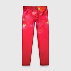 Детские леггинсы 3D Красный градиент с падающими сердечками