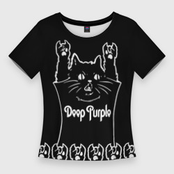 Женская футболка 3D Slim Deep Purple: cat rock
