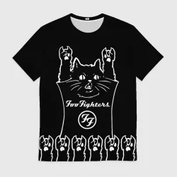 Мужская футболка 3D Foo Fighters: cat rock