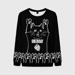 Мужской свитшот 3D Green Day: cat rock