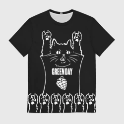 Мужская футболка 3D Green Day: cat rock