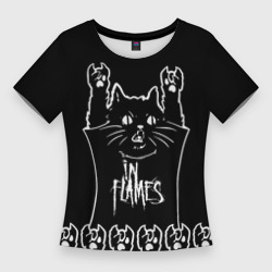 Женская футболка 3D Slim In Flames: cat rock