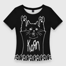 Женская футболка 3D Slim KoЯn: cat rock