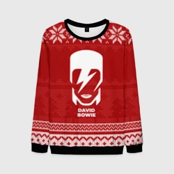 Мужской свитшот 3D Новогодний David Bowie