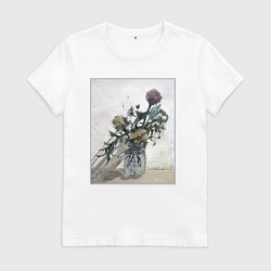 Женская футболка хлопок Цветы Хёнджина