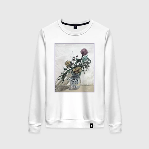Женский свитшот хлопок Цветы Хёнджина