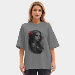 Женская футболка Oversize хлопок premium Женщина-вамп - фото 2