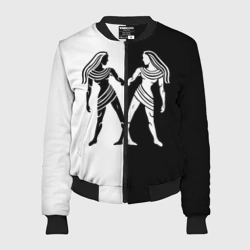 Женский бомбер 3D Близнецы чёрно-белое