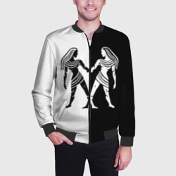 Мужской бомбер 3D Близнецы чёрно-белое - фото 2