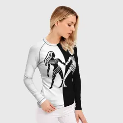 Женский рашгард 3D Близнецы чёрно-белое - фото 2
