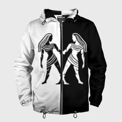 Мужская ветровка 3D Близнецы чёрно-белое