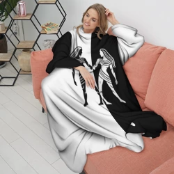 Плед с рукавами Близнецы чёрно-белое - фото 2