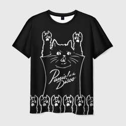 Мужская футболка 3D Panic at the disco: cat rock