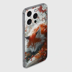 Чехол для iPhone 15 Pro силиконовый с защитой камеры Милая лисичка в лесу - фото 2