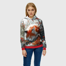 Женская толстовка 3D Милая лисичка в лесу - фото 2