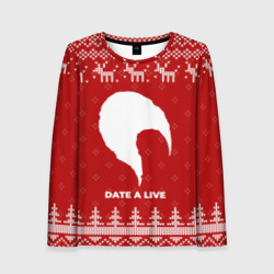 Женский лонгслив 3D Новогодний Date A Live с оленями