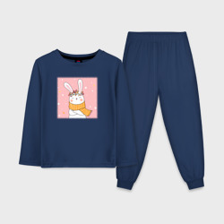Детская пижама с лонгсливом хлопок Милый заяц с шарфом