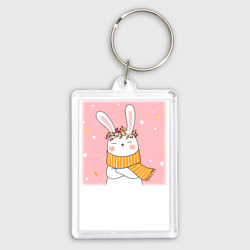 Брелок прямоугольный 35*50 Милый заяц с шарфом