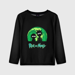 Детский лонгслив 3D Рик и Морти на черном фоне