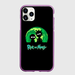 Чехол для iPhone 11 Pro матовый Рик и Морти на черном фоне