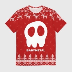 Мужская футболка 3D Новогодний Babymetal с оленями