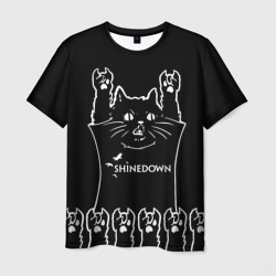 Мужская футболка 3D Shinedown: cat rock
