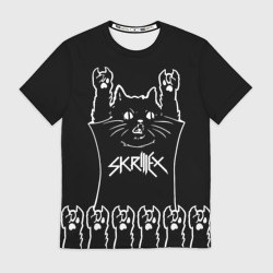 Мужская футболка 3D Skrillex: cat rock