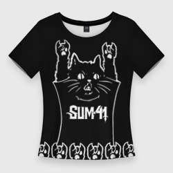 Женская футболка 3D Slim Sum41: cat rock