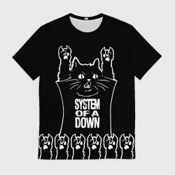 Мужская футболка 3D System of a Down: cat rock