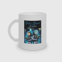 Кружка матовая стеклянная Rick and Morty - space special forces
