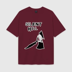 Женская футболка Oversize хлопок texturе Silent hill силуэт