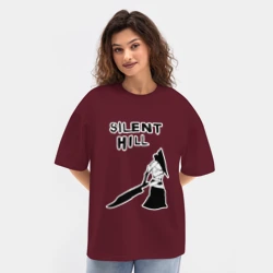 Женская футболка Oversize хлопок texturе Silent hill силуэт - фото 2