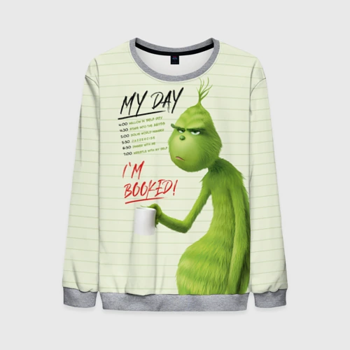 Мужской свитшот 3D My day Гринч