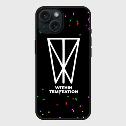 Чехол силиконовый для Apple iPhone 15 матовый Within Temptation конфети
