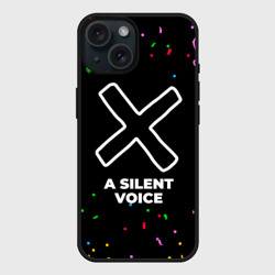 Чехол силиконовый для Apple iPhone 15 матовый A Silent Voice конфети