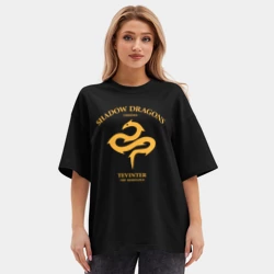 Женская футболка Oversize хлопок premium Shadow Dragons - Dragon Age - фото 2