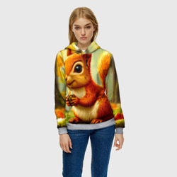 Женская толстовка 3D Белочка в лесу - фото 2