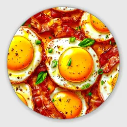 Круглый коврик для мышки Яичница с беконом