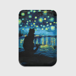 Картхолдер Magsafe магнитный Звездная ночь над Роной и кот - Ван Гог