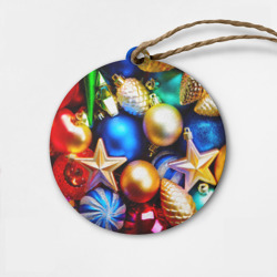 Деревянная игрушка круг Новогодние украшения