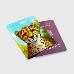 Обложка для паспорта матовая кожа Взгляд гепарда - фото 2
