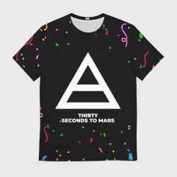 Мужская футболка 3D Thirty Seconds to Mars конфети