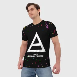 Мужская футболка 3D Thirty Seconds to Mars конфети - фото 2