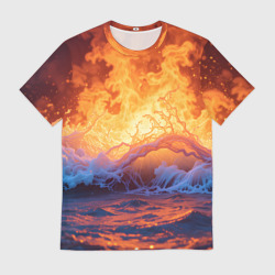 Мужская футболка 3D Стихия огня и воды
